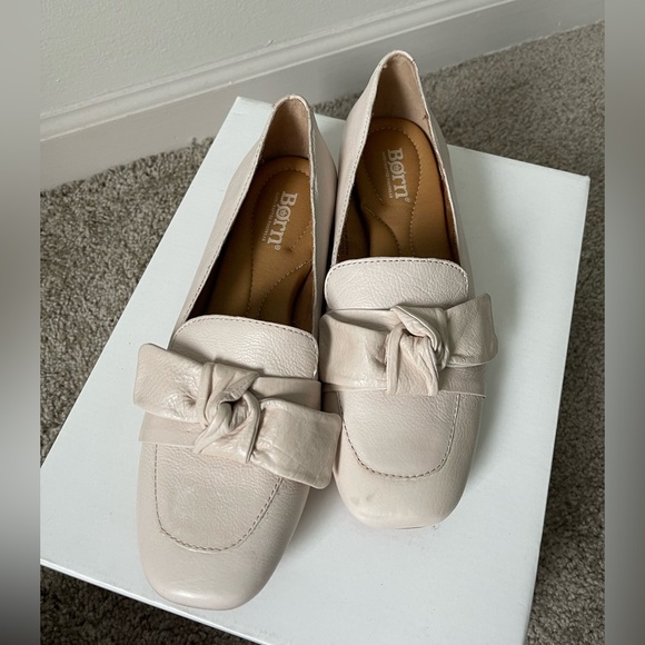 Born Shoes - Born Carrine Bow Detail Leather Slip-On Loafers Womens Size 7.5